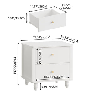 English Elm Modern 2 Drawer Mdf Nightstand with Round Knobs for Bedroom Kids or Guest Room W808P496572