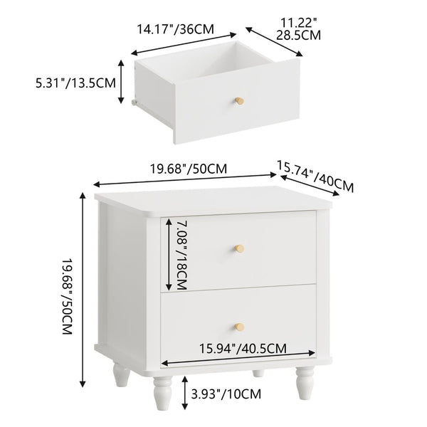 English Elm Modern 2 Drawer Mdf Nightstand with Round Knobs for Bedroom Kids or Guest Room W808P496572