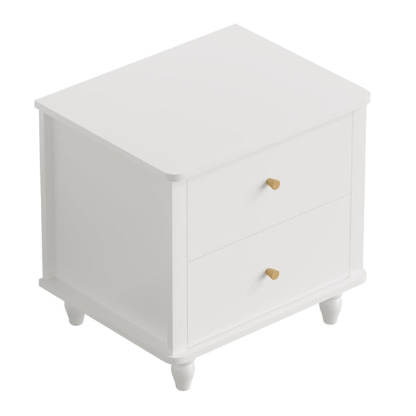English Elm Modern 2 Drawer Mdf Nightstand with Round Knobs for Bedroom Kids or Guest Room W808P496572