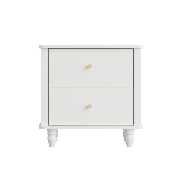 English Elm Modern 2 Drawer Mdf Nightstand with Round Knobs for Bedroom Kids or Guest Room W808P496572