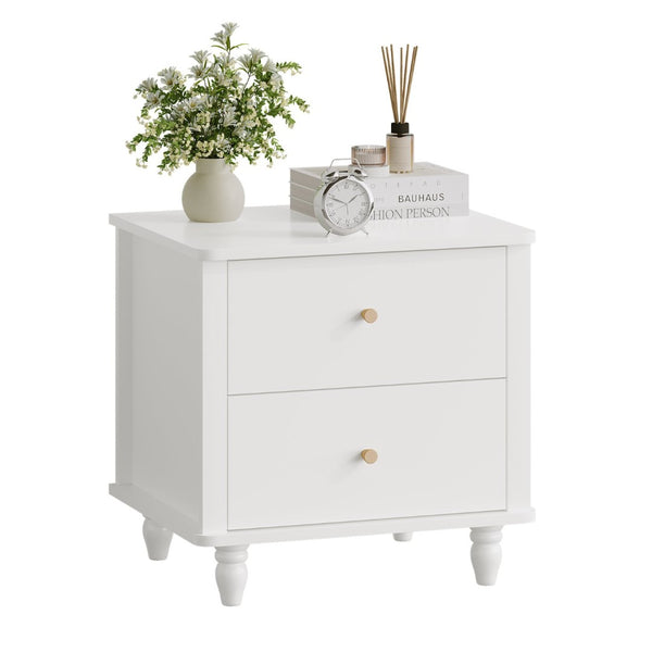 English Elm Modern 2 Drawer Mdf Nightstand with Round Knobs for Bedroom Kids or Guest Room W808P496572