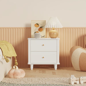 English Elm Modern 2 Drawer Mdf Nightstand with Round Knobs for Bedroom Kids or Guest Room W808P496572