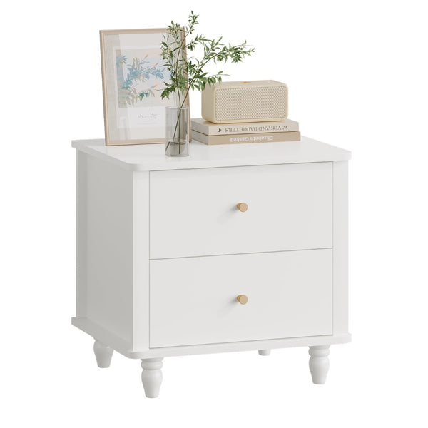 English Elm Modern 2 Drawer Mdf Nightstand with Round Knobs for Bedroom Kids or Guest Room W808P496572