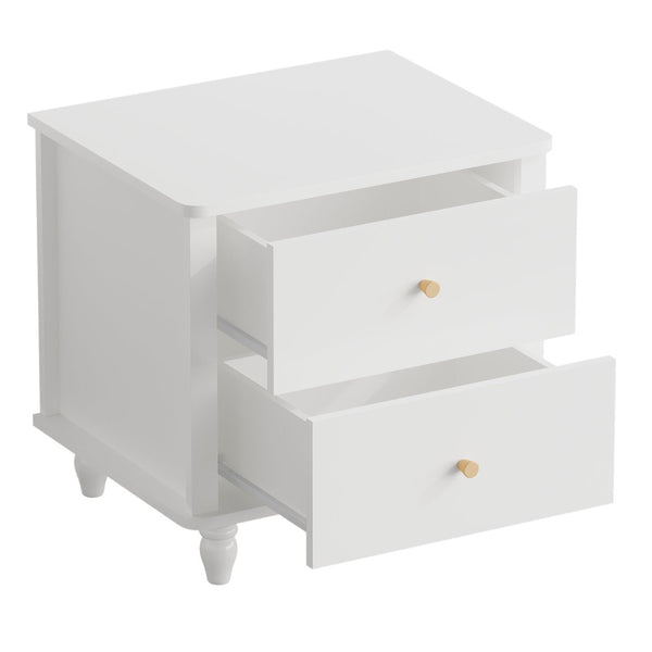 English Elm Modern 2 Drawer Mdf Nightstand with Round Knobs for Bedroom Kids or Guest Room W808P496572