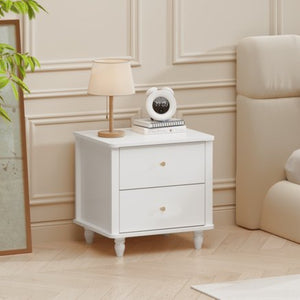 English Elm Modern 2 Drawer Mdf Nightstand with Round Knobs for Bedroom Kids or Guest Room W808P496572