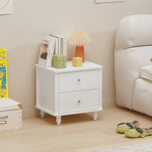 English Elm Modern 2 Drawer Mdf Nightstand with Round Knobs for Bedroom Kids or Guest Room W808P496572