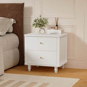 English Elm Modern 2 Drawer Mdf Nightstand with Round Knobs for Bedroom Kids or Guest Room W808P496572