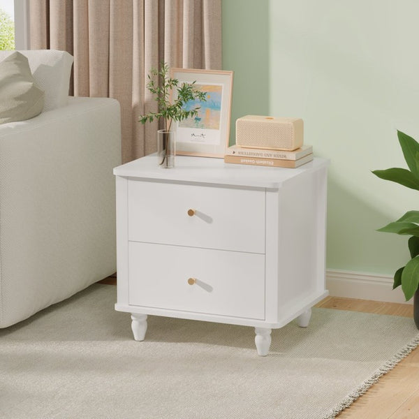 English Elm Modern 2 Drawer Mdf Nightstand with Round Knobs for Bedroom Kids or Guest Room W808P496572