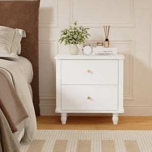 English Elm Modern 2 Drawer Mdf Nightstand with Round Knobs for Bedroom Kids or Guest Room W808P496572