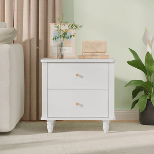 English Elm Modern 2 Drawer Mdf Nightstand with Round Knobs for Bedroom Kids or Guest Room W808P496572