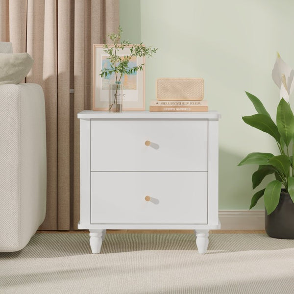 English Elm Modern 2 Drawer Mdf Nightstand with Round Knobs for Bedroom Kids or Guest Room W808P496572