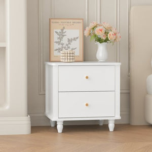 English Elm Modern 2 Drawer Mdf Nightstand with Round Knobs for Bedroom Kids or Guest Room W808P496572
