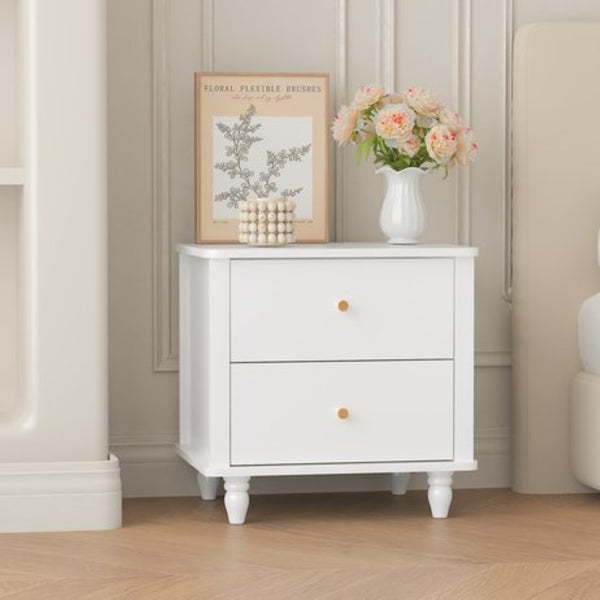 English Elm Modern 2 Drawer Mdf Nightstand with Round Knobs for Bedroom Kids or Guest Room W808P496572