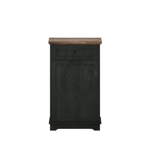 English Elm 10 Gallon Tilt Out Wood Trash Cabinet with Drawer Hideaway Bin Enclosure for Kitchen Antique Black W808P498760