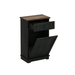 English Elm 10 Gallon Tilt Out Wood Trash Cabinet with Drawer Hideaway Bin Enclosure for Kitchen Antique Black W808P498760