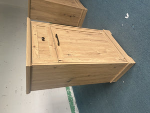English Elm 10 Gallon Tilt Out Wood Trash Cabinet with Drawer Hideaway Bin Enclosure for Kitchen Natural W808P498761