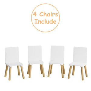 English Elm Kids Solid Wood Activity Table with Four Chairs White Playroom Learning Set W808P510381