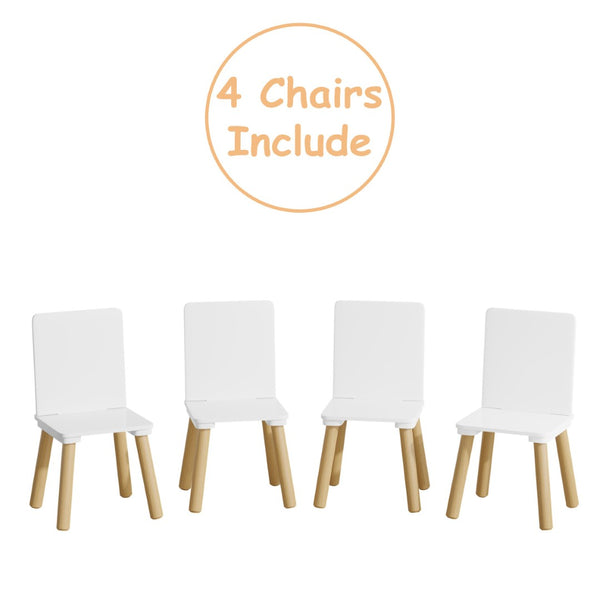 English Elm Kids Solid Wood Activity Table with Four Chairs White Playroom Learning Set W808P510381