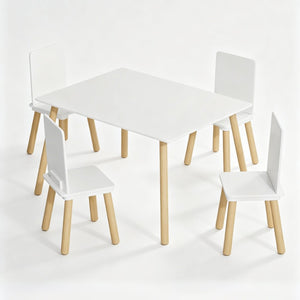 English Elm Kids Solid Wood Activity Table with Four Chairs White Playroom Learning Set W808P510381