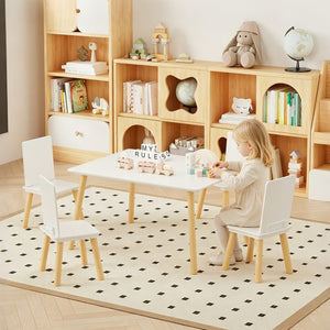 English Elm Kids Solid Wood Activity Table with Four Chairs White Playroom Learning Set W808P510381