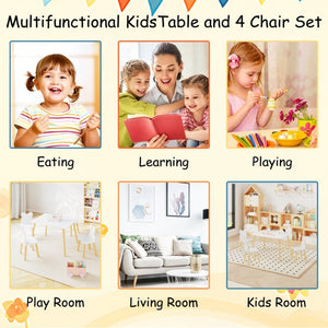 English Elm Big Kids Wooden Activity Table Set with Four Chairs for Playroom Learning Space W808P510384