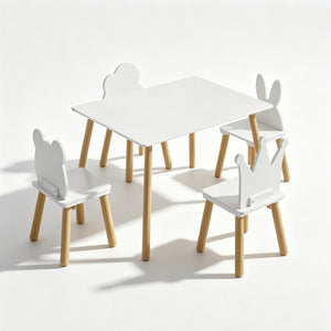 English Elm Big Kids Wooden Activity Table Set with Four Chairs for Playroom Learning Space W808P510384
