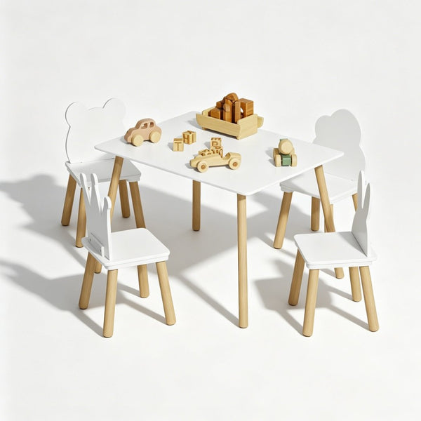 English Elm Big Kids Wooden Activity Table Set with Four Chairs for Playroom Learning Space W808P510384