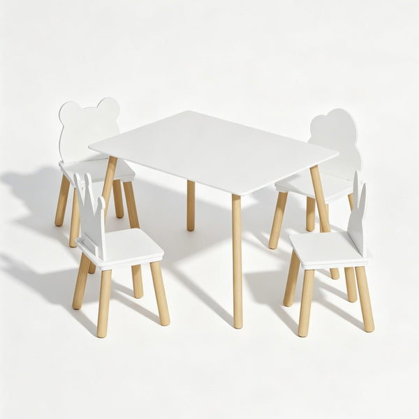 English Elm Big Kids Wooden Activity Table Set with Four Chairs for Playroom Learning Space W808P510384