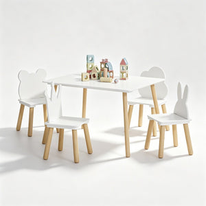 English Elm Big Kids Wooden Activity Table Set with Four Chairs for Playroom Learning Space W808P510384