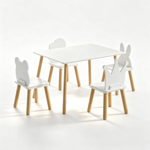 English Elm Big Kids Wooden Activity Table Set with Four Chairs for Playroom Learning Space W808P510384