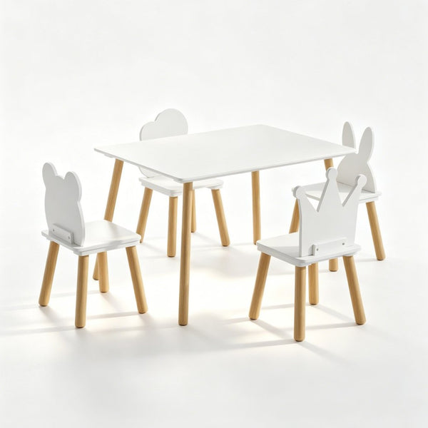 English Elm Big Kids Wooden Activity Table Set with Four Chairs for Playroom Learning Space W808P510384