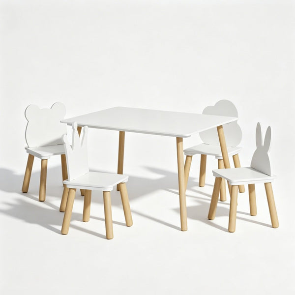 English Elm Big Kids Wooden Activity Table Set with Four Chairs for Playroom Learning Space W808P510384