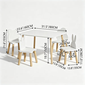 English Elm Big Kids Wooden Activity Table Set with Four Chairs for Playroom Learning Space W808P510384