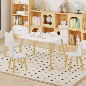 English Elm Big Kids Wooden Activity Table Set with Four Chairs for Playroom Learning Space W808P510384