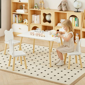 English Elm Big Kids Wooden Activity Table Set with Four Chairs for Playroom Learning Space W808P510384