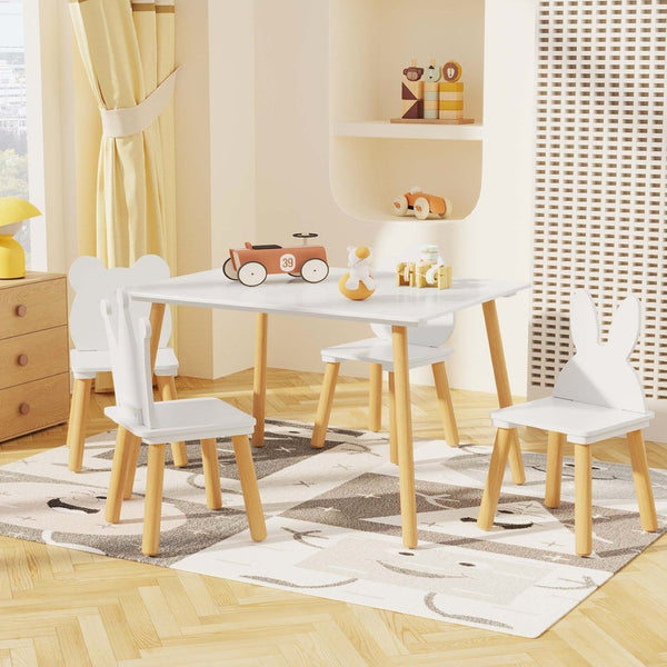 English Elm Big Kids Wooden Activity Table Set with Four Chairs for Playroom Learning Space W808P510384