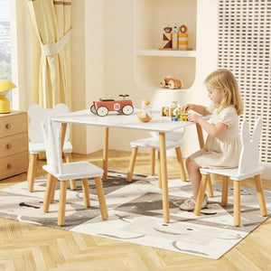 English Elm Big Kids Wooden Activity Table Set with Four Chairs for Playroom Learning Space W808P510384