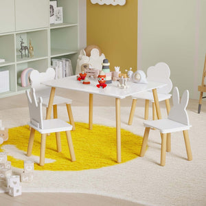 English Elm Big Kids Wooden Activity Table Set with Four Chairs for Playroom Learning Space W808P510384