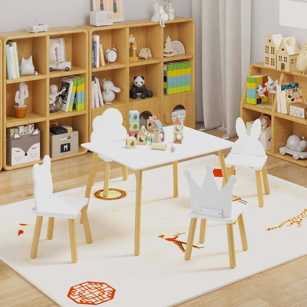 English Elm Big Kids Wooden Activity Table Set with Four Chairs for Playroom Learning Space W808P510384