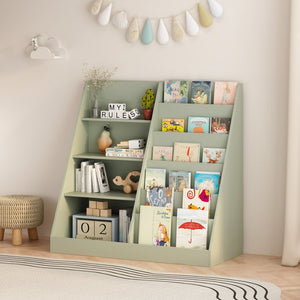 English Elm Kids Four Tier Wooden Bookcase with Open Shelving and Toy Bin for Nursery Playroom W808P541291