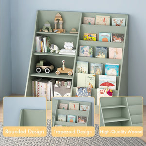 English Elm Kids Four Tier Wooden Bookcase with Open Shelving and Toy Bin for Nursery Playroom W808P541291