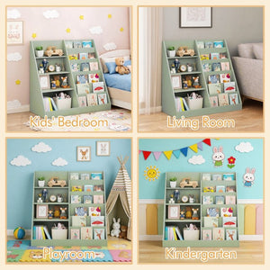 English Elm Kids Four Tier Wooden Bookcase with Open Shelving and Toy Bin for Nursery Playroom W808P541291