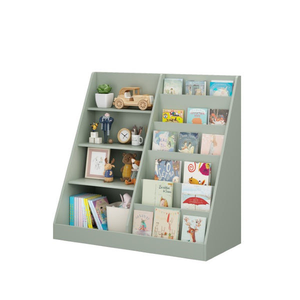 English Elm Kids Four Tier Wooden Bookcase with Open Shelving and Toy Bin for Nursery Playroom W808P541291