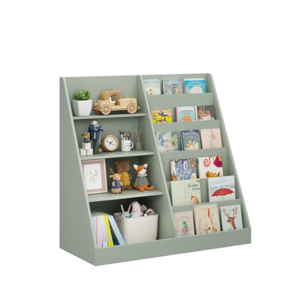 English Elm Kids Four Tier Wooden Bookcase with Open Shelving and Toy Bin for Nursery Playroom W808P541291