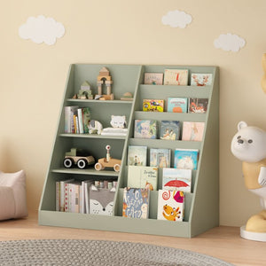 English Elm Kids Four Tier Wooden Bookcase with Open Shelving and Toy Bin for Nursery Playroom W808P541291