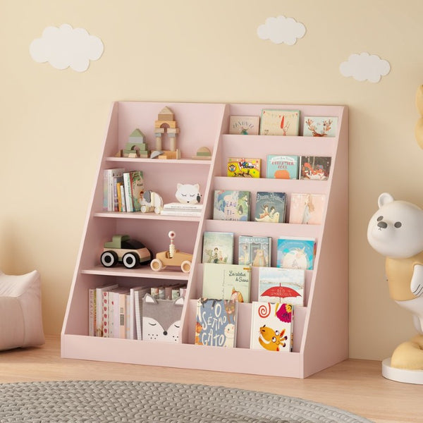 English Elm Kids Four Tier Wooden Bookcase with Toy Bin for Nursery Playroom Organization W808P542145