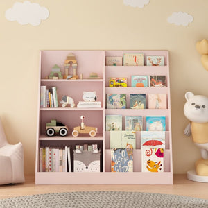 English Elm Kids Four Tier Wooden Bookcase with Toy Bin for Nursery Playroom Organization W808P542145