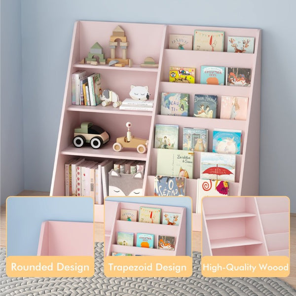 English Elm Kids Four Tier Wooden Bookcase with Toy Bin for Nursery Playroom Organization W808P542145