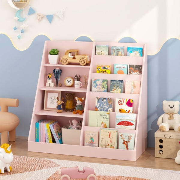 English Elm Kids Four Tier Wooden Bookcase with Toy Bin for Nursery Playroom Organization W808P542145