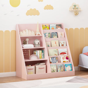 English Elm Kids Four Tier Wooden Bookcase with Toy Bin for Nursery Playroom Organization W808P542145